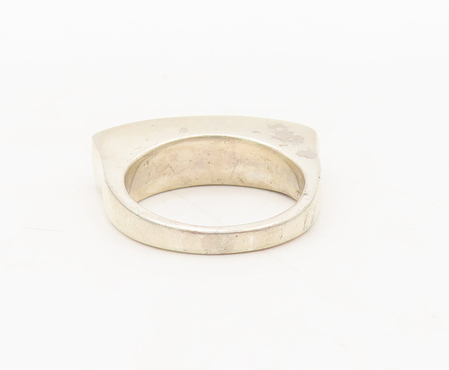 925 Sterling Silver Vintage Ring Minimalist Solid Carved Sz 7 RG27563