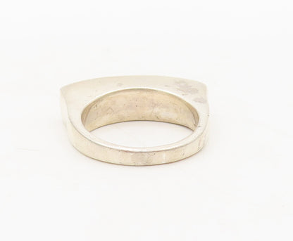 925 Sterling Silver Vintage Ring Minimalist Solid Carved Sz 7 RG27563