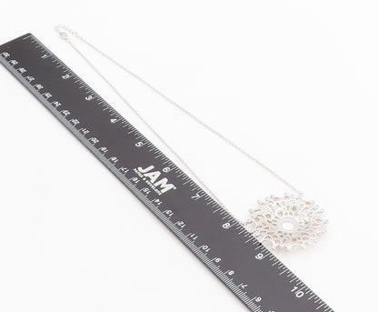 925 Sterling Silver Vintage Necklace Multi Gemstone Intricate Snowflake  NE4659