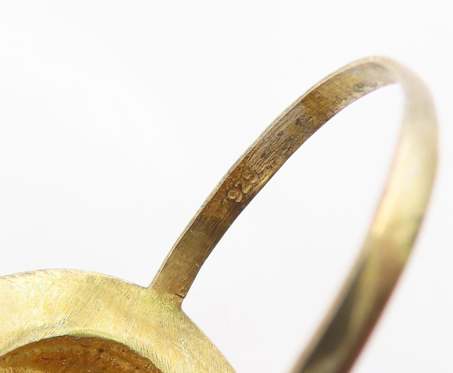 925 Sterling Silver Vintage Ring Gold Plated Faceted Quartz Band Sz 8.5 RG36079