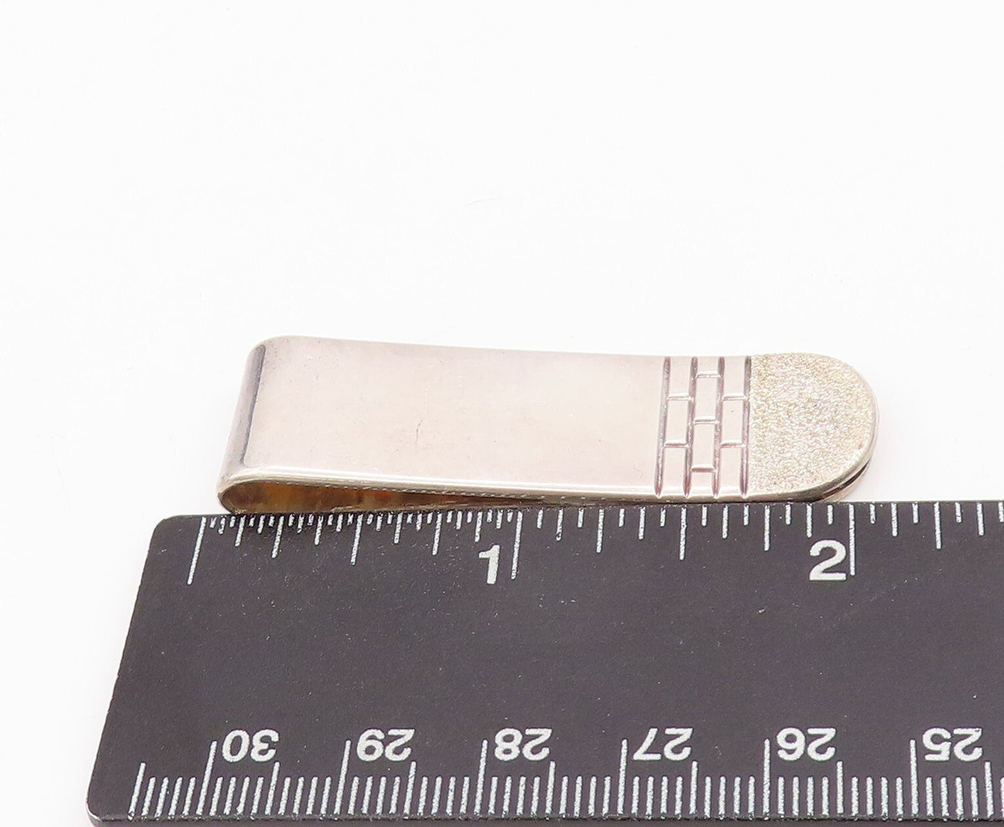 925 Sterling Silver Vintage Money Clip Solid Brick Wall Carved  TR3868