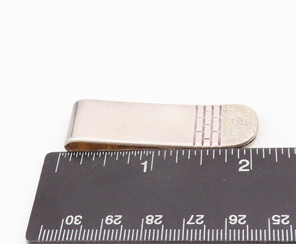 925 Sterling Silver Vintage Money Clip Solid Brick Wall Carved  TR3868