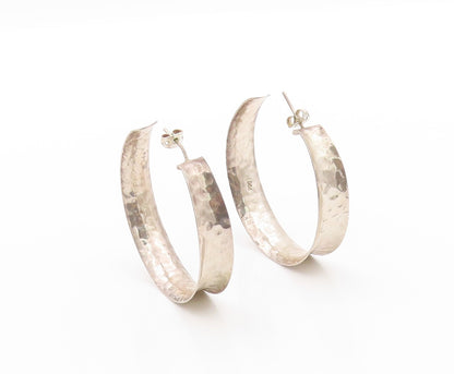 925 Sterling Silver Vintage Earrings Minimalist Large Open Hoops  EG13561
