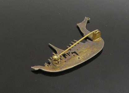 SIAM 925 Sterling Silver  Vintage Enamel Dragon Boat Brooch Pin  BP9057