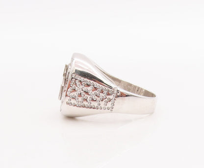 925 Sterling Silver Vintage Ring Minimalist Cross Halo CZ Frame  Sz 11  RG28988