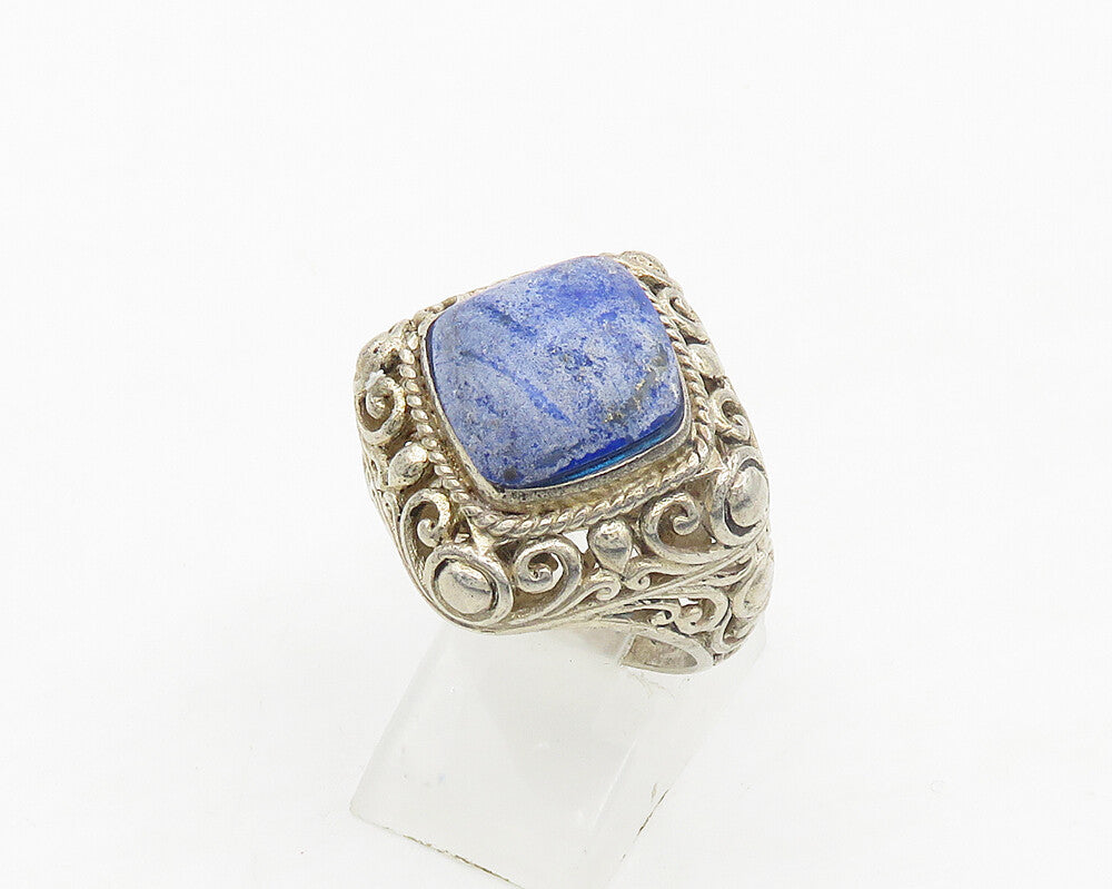 925 Sterling Silver  Vintage Lapis Lazuli Swirl Cocktail Ring Sz 9  RG19285