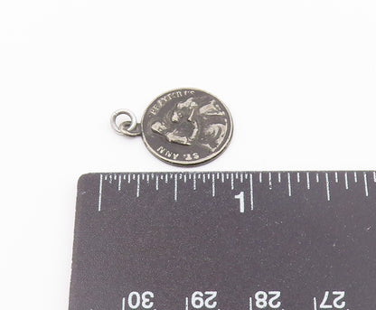 925 Sterling Silver  Vintage Antique Oxidized St. Ann Prayer Pendant  PT19170