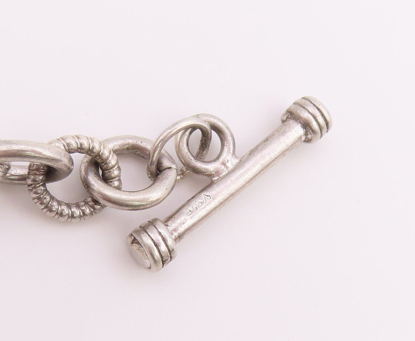 925 Sterling Silver Vintage Bracelet Real Diamonds Love Heart Toggle  BT12223