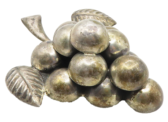 MEXICO 925 Sterling Silver  Vintage Hollow Grape Bunch Brooch Pin  BP3997