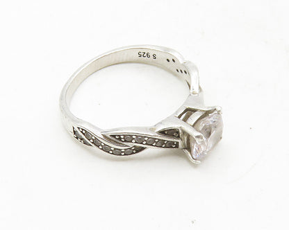 925 Sterling Silver  Cubic Zirconia Infinity Solitaire Accent Ring Sz 7 RG9973
