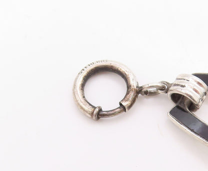 925 Sterling Silver Vintage Bracelet Carved Quartz Classic Panel Link  BT11743