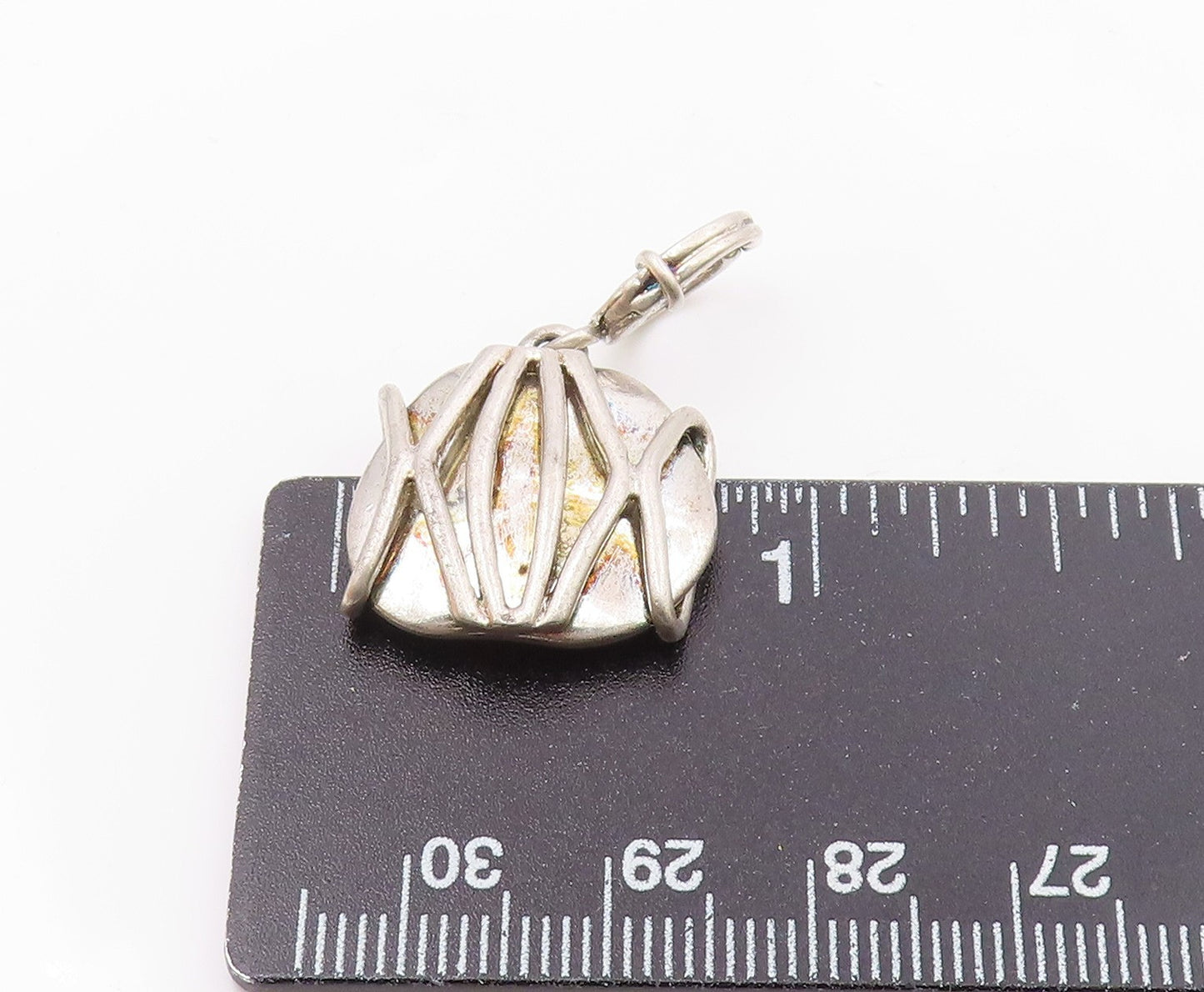 DESIGNER 925 Sterling Silver  Vintage Shiny Modernist Drop Pendant  PT18365