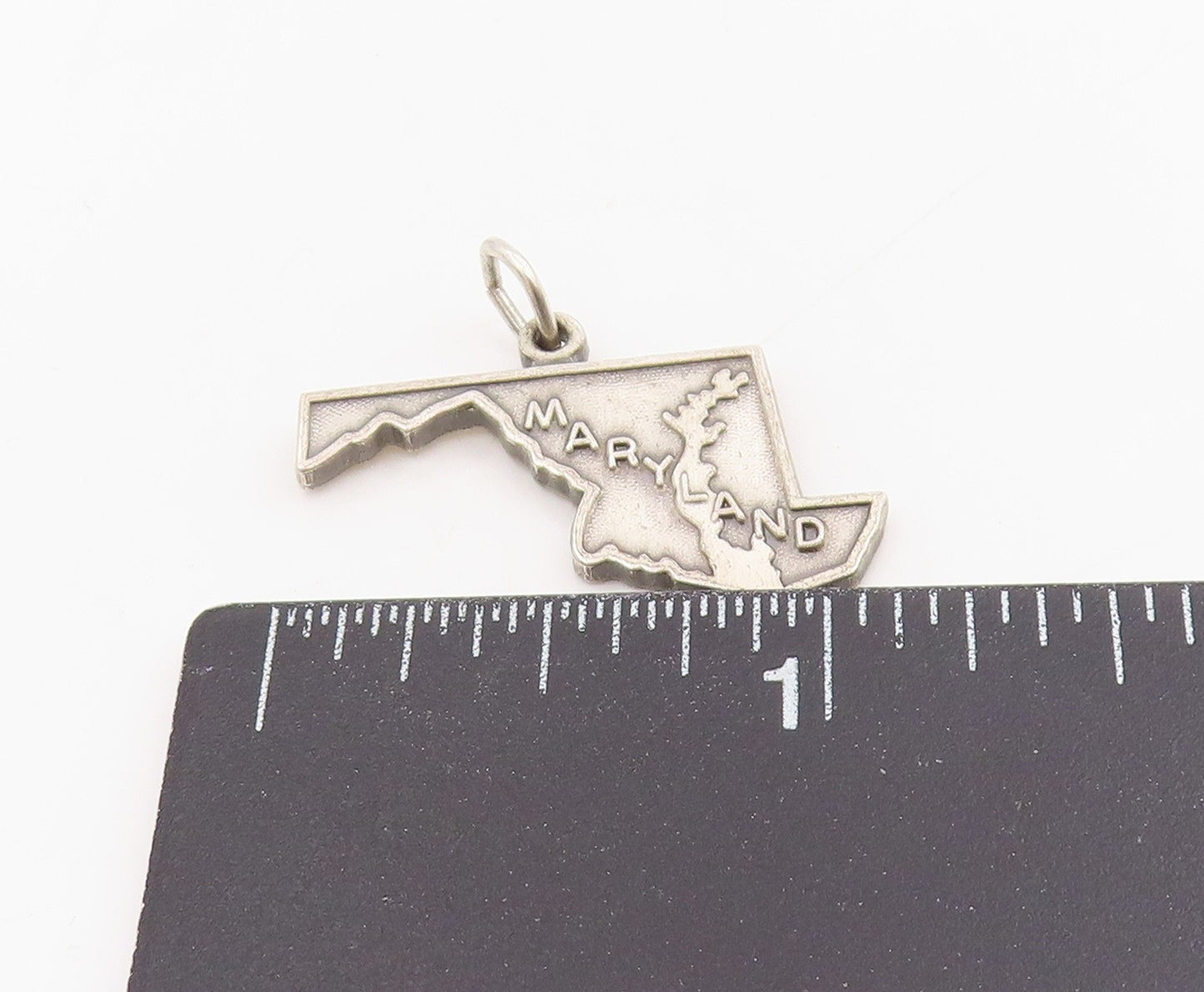 925 Sterling Silver Vintage Pendant Classic Maryland State Map Charm  PT25457