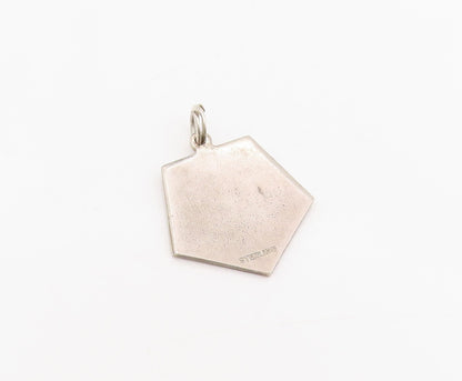 925 Sterling Silver Vintage Pendant Enameled 1975 Blue Ray Session Medal PT25582