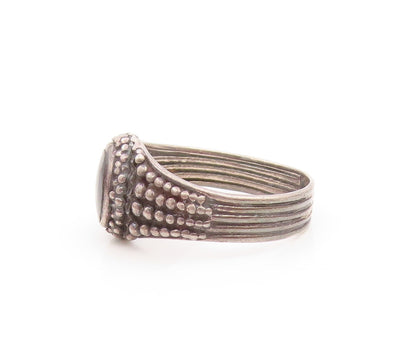 925 Sterling Silver Vintage Black Onyx Dark Tone Band Ring Sz 6  RG20333