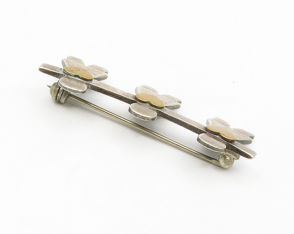 925 Sterling Silver  Vintage 2 Tone Love Heart Holding Hands Brooch Pin BP5185
