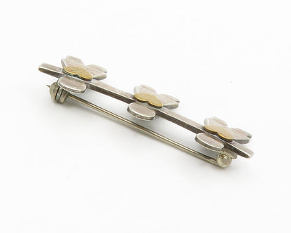 925 Sterling Silver  Vintage 2 Tone Love Heart Holding Hands Brooch Pin BP5185