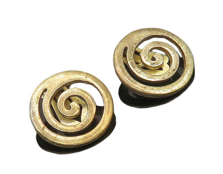 MMA 925 Silver  Vintage Gold Plated Round Spiral Non Pierce Earrings  EG10800