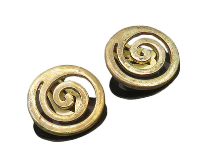 MMA 925 Silver  Vintage Gold Plated Round Spiral Non Pierce Earrings  EG10800