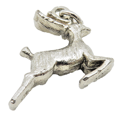 925 Sterling Silver  Vintage Petite Prancing Reindeer Motif Pendant  PT8239