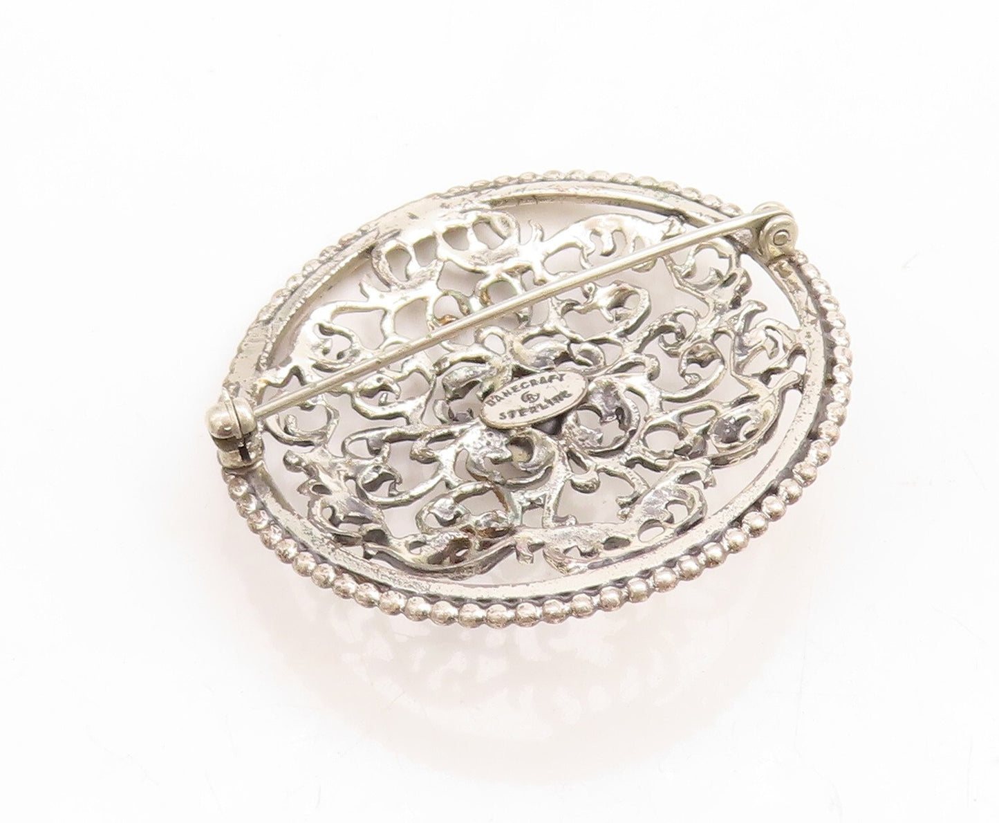 925 Sterling Silver Vintage Brooch Pin DANECRAFT Floral Swirly Carved  BP11412