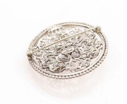 925 Sterling Silver Vintage Brooch Pin DANECRAFT Floral Swirly Carved  BP11412
