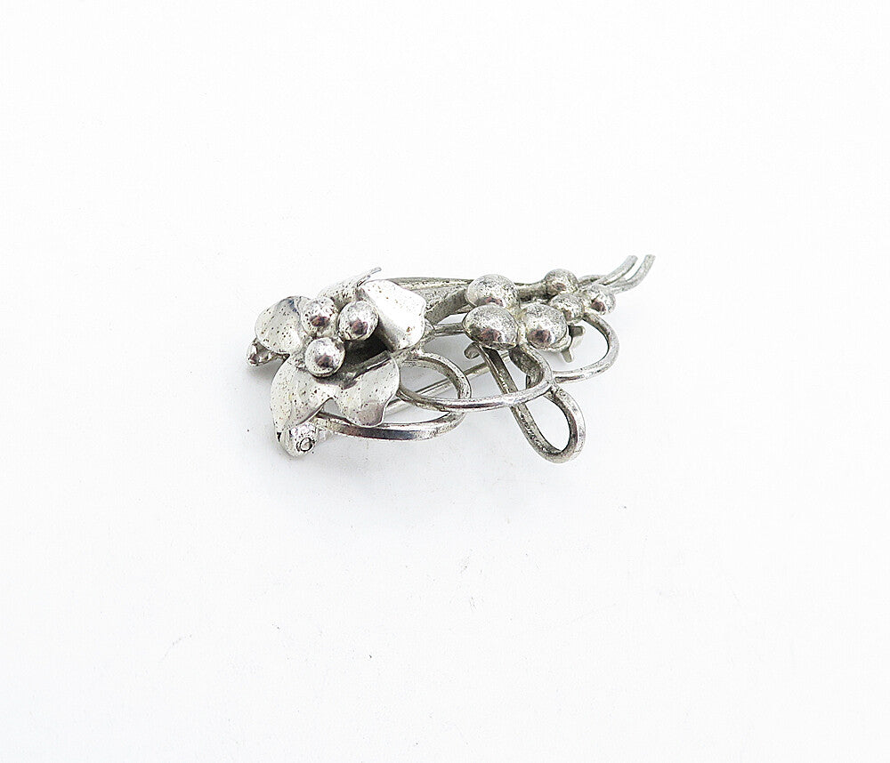 CARL ART 925 Silver  Vintage Petite Sculpted Flower Swirl Brooch Pin  BP1589