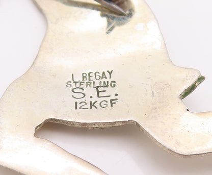 925 Sterling Silver Vintage Brooch Pin NAVAJO BEGAY Man Playing Music  BP11209