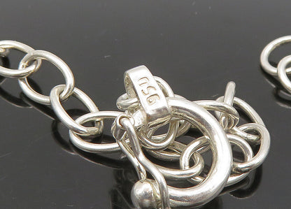 925 Sterling Silver  Vintage Shiny Open Oval Link Chain Necklace  NE3731