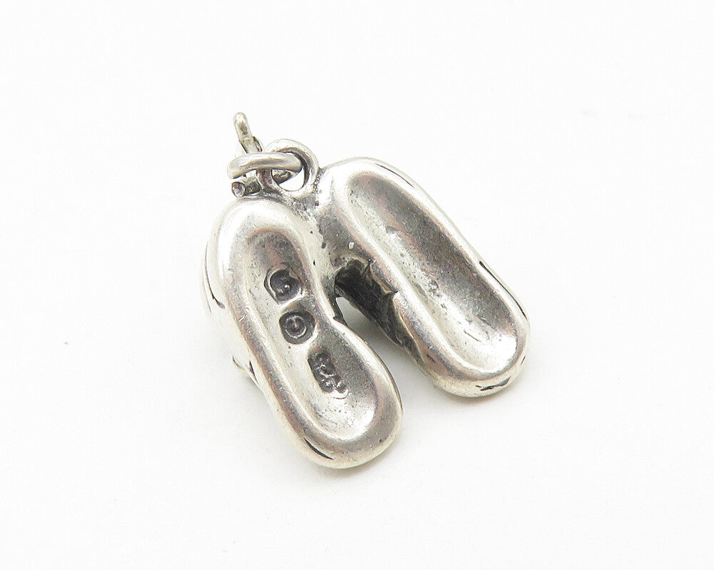925 Sterling Silver  Vintage Petite Pair Of Laced Shoes Motif Pendant  PT8907