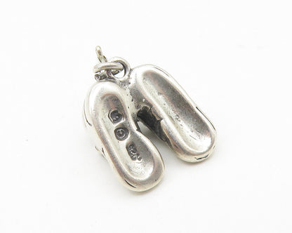 925 Sterling Silver  Vintage Petite Pair Of Laced Shoes Motif Pendant  PT8907
