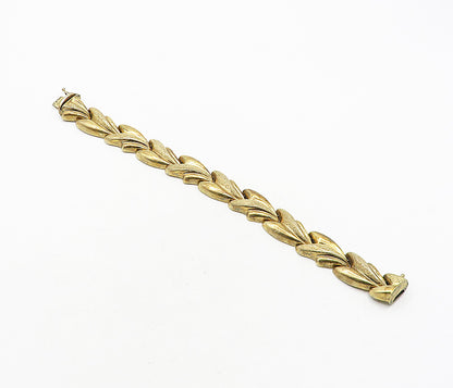 925 Sterling Silver  Vintage Gold Plated Hollow Fluted Chain Bracelet  BT1652
