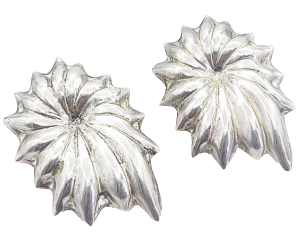MEXICO 925 Sterling Silver Vintage Modernist Non Pierce Clip On Earrings  EG3331