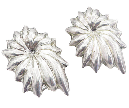 MEXICO 925 Sterling Silver Vintage Modernist Non Pierce Clip On Earrings  EG3331