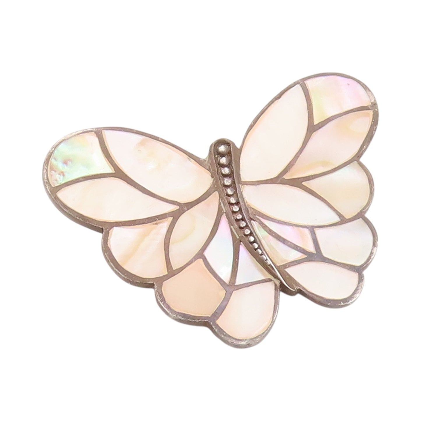925 Sterling Silver Vintage Pendant Mother Of Pearl Inlay Butterfly  PT24006