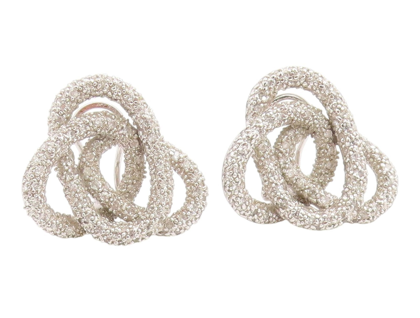 925 Sterling Silver Vintage Earrings Modernist CZ Interlocking Knot  EG14215