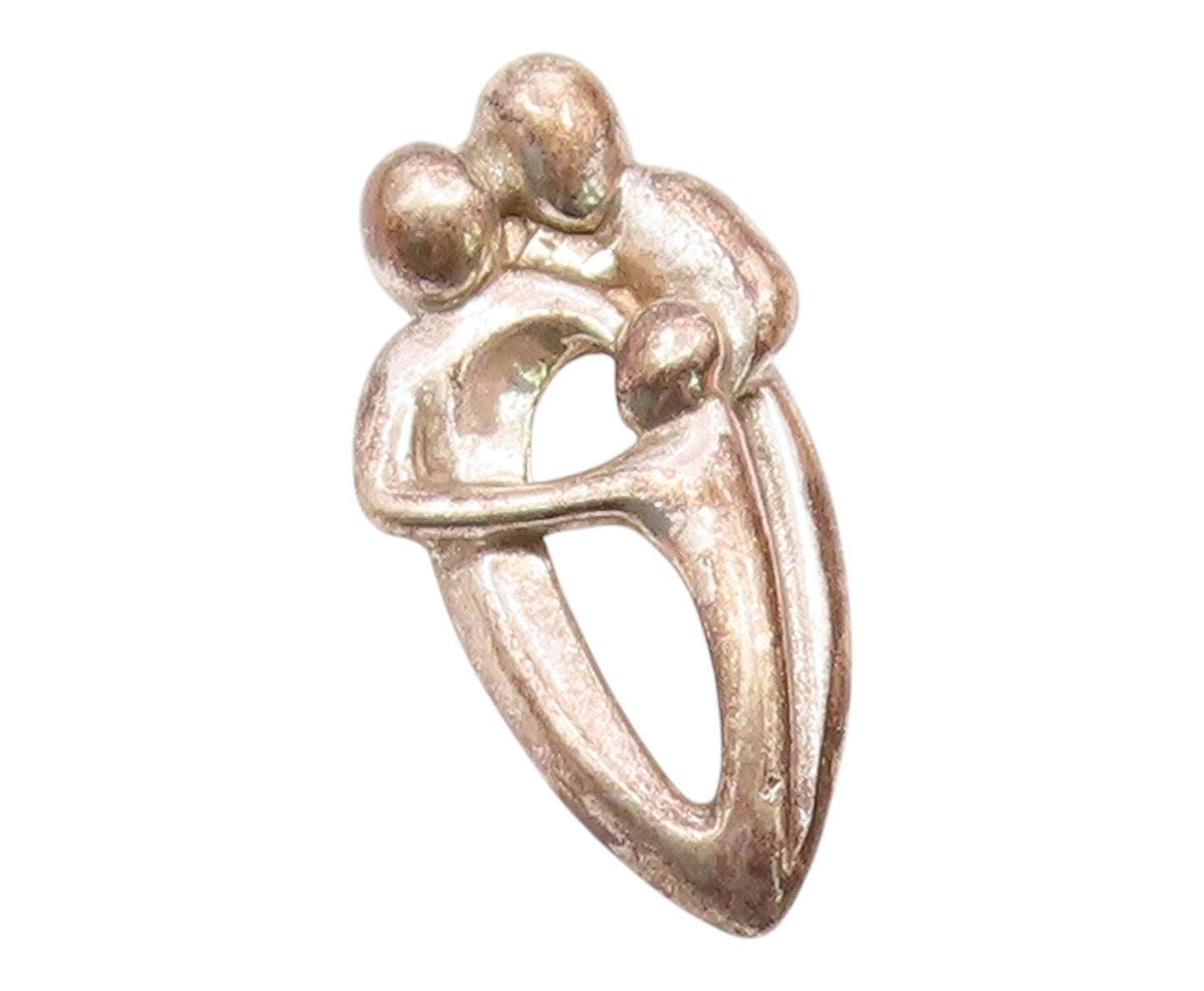 925 Sterling Silver  Vintage Modernist Family Love Motif Pendant  PT19658