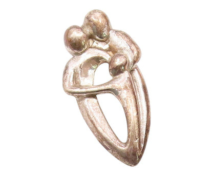 925 Sterling Silver  Vintage Modernist Family Love Motif Pendant  PT19658