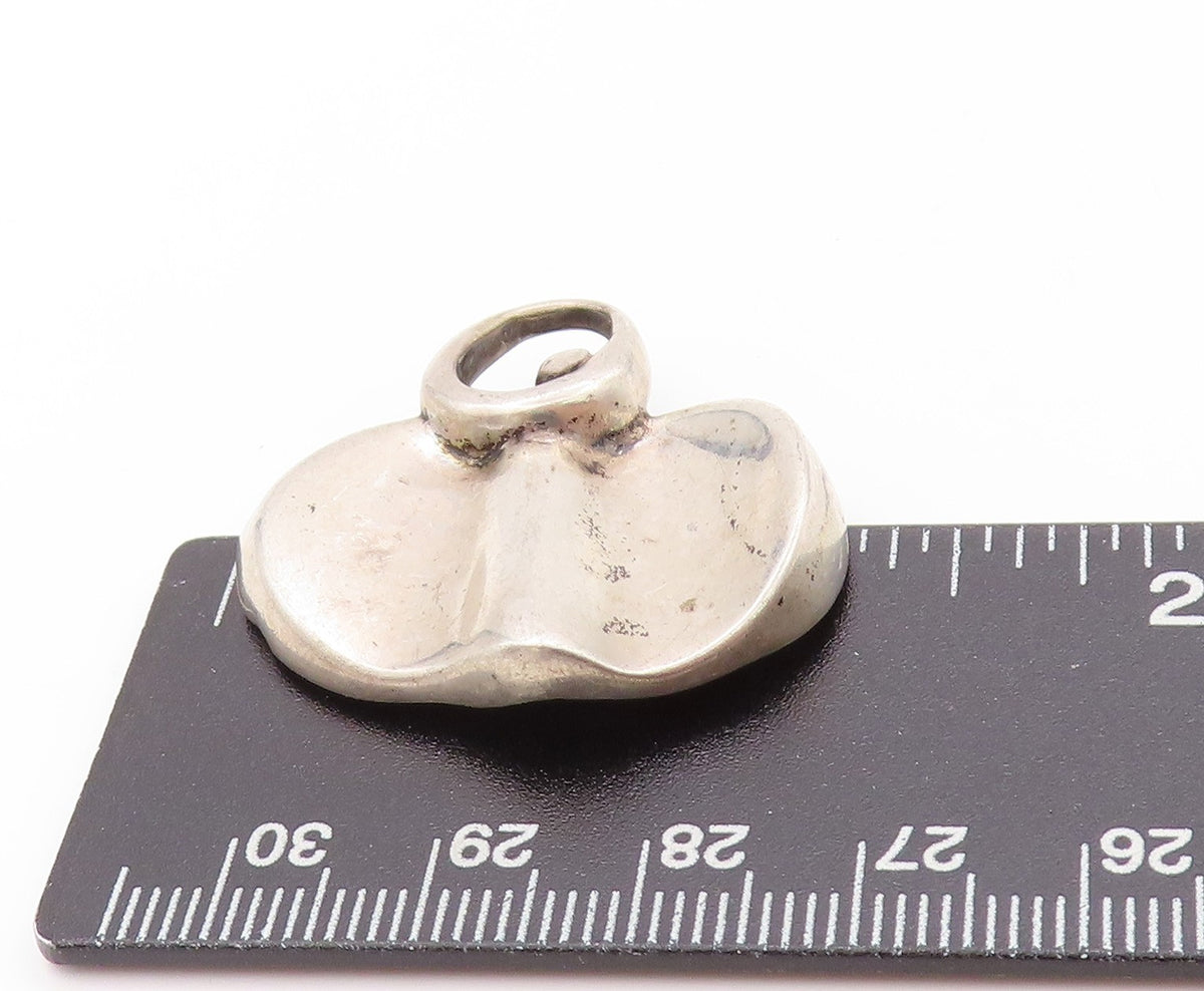 925 Sterling Silver Vintage Pendant Brutalist Wave Carved Oval Design  PT24181
