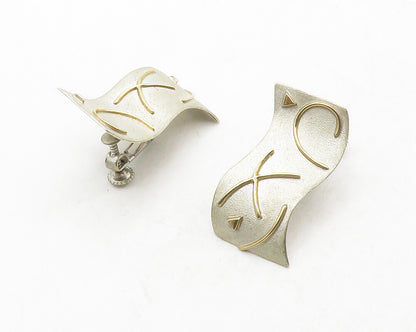PETERS DESIGNS 925 Silver & 14K GOLD  Vintage Modernist Drop Earrings  EG6818