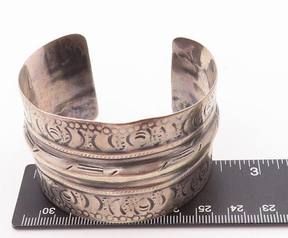 925 Sterling Silver Vintage Bracelet MIDDLE EAST Antique Etched Cuff  BT10557