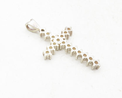 925 Sterling Silver  Sparkling Cubic Zirconia Religious Cross Pendant  PT7738