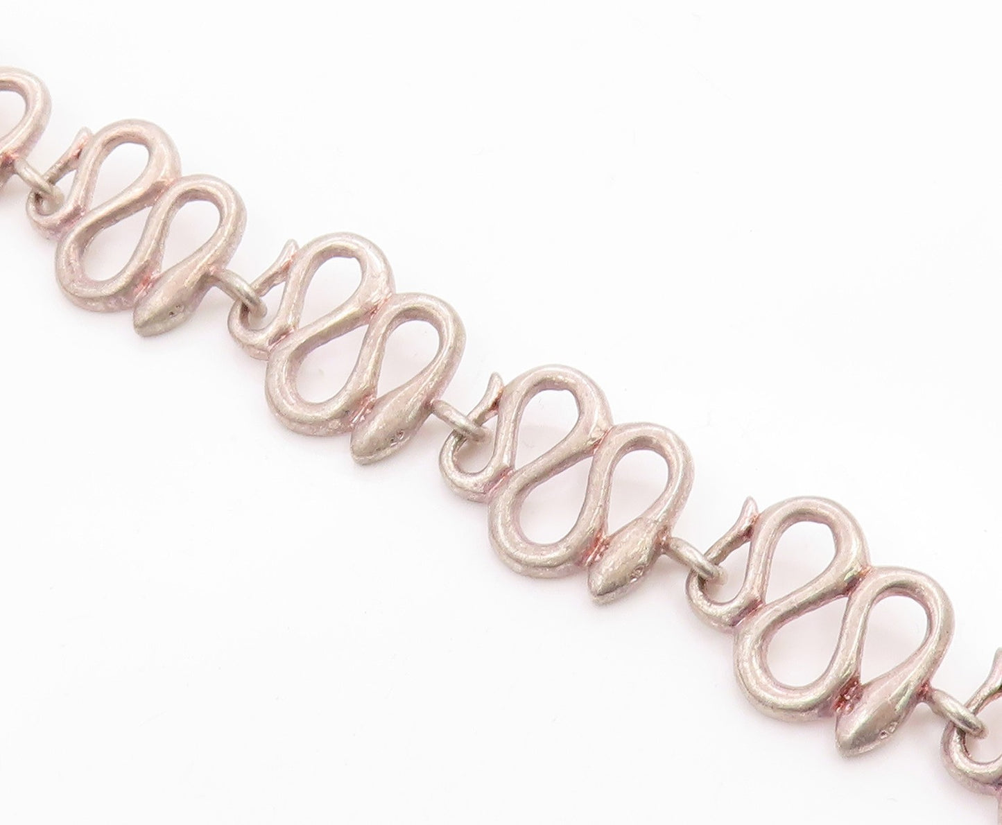 925 Sterling Silver Vintage Bracelet Minimalist Wavy Snake Link Chain  BT12060