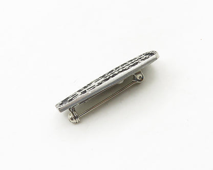 DESIGNER 925 Sterling Silver  Vintage Oxidized Pattern Brooch Pin  BP7150