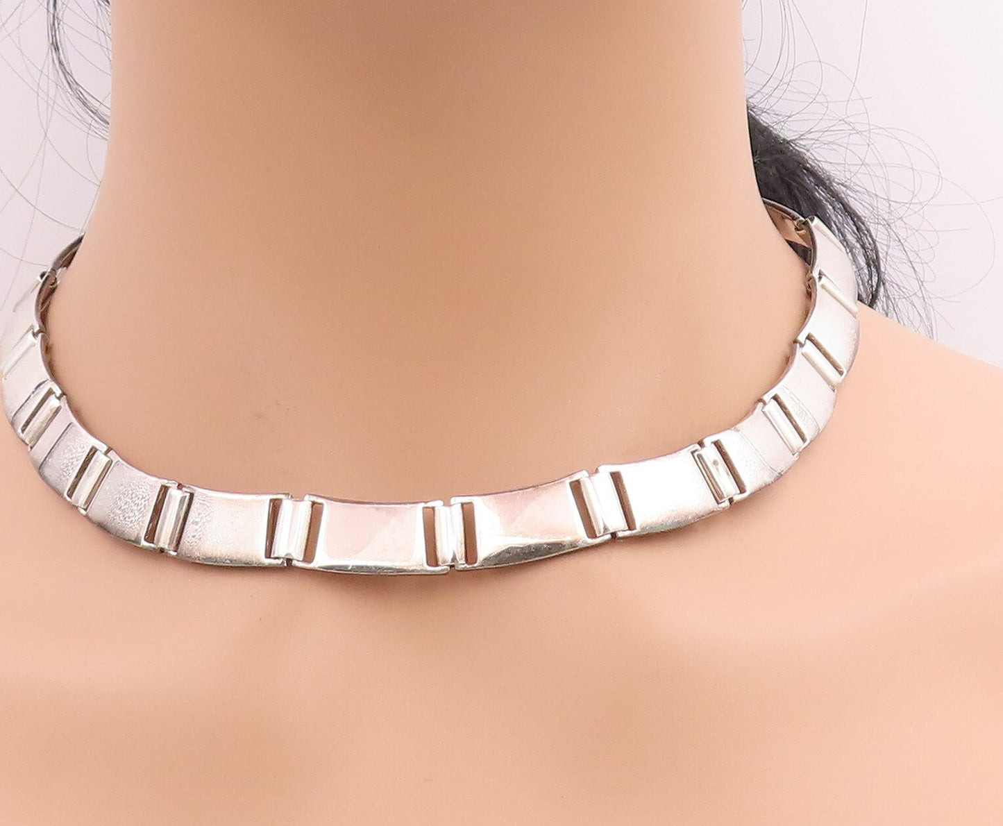 925 Sterling Silver Vintage Necklace LONDON LINKS solid Rectangle Links  NE4416