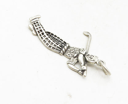 925 Sterling Silver  Vintage Cutout Detail Golf Player Sports Pendant  PT7058