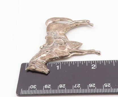 925 Sterling Silver Vintage Brooch Pin Etched Horse With Western Saddle  BP12379
