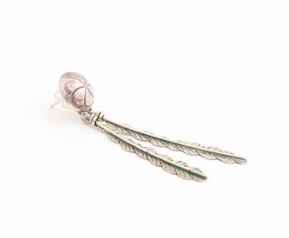 925 Sterling Silver Vintage Earrings SOUTHWESTERN Double Feather Dangle EG13731