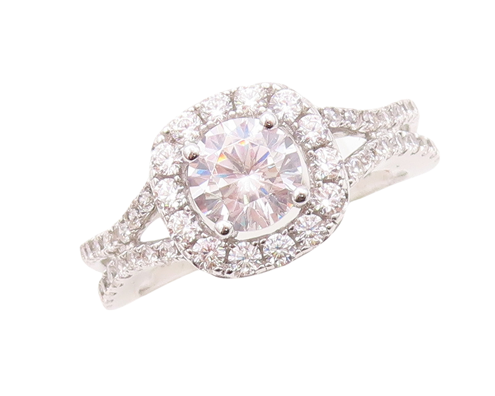 925 Sterling Silver Vintage Ring Designer Round Cutout CZ Inlay  Sz 7  RG30937