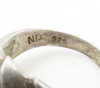 925 Sterling Silver  Vintage Dark Tone Fluted Dome Band Ring Sz 7  RG15792